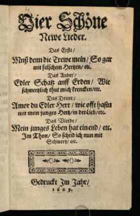 Vier Schöne Newe Lieder