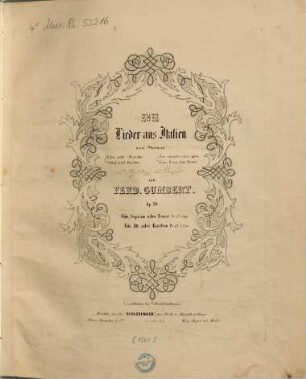 2 Lieder aus Italien : von Sternau ; (für Sopran oder Tenor) ; op. 20