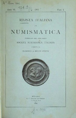 Rivista italiana di nvmismatica e scienze affini. 6. 1893