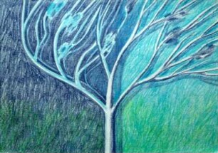 Kleiner Baum in Blaugrün