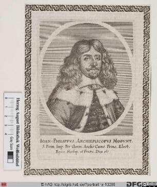 Bildnis Johann Philipp (1663 Reichsfrhr. von Schönborn), 1647-73 Kurfürst u. Erzbischof von Mainz