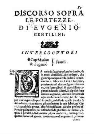 Discorso Sopra Le Fortezze Di Evgenio Gentilini;