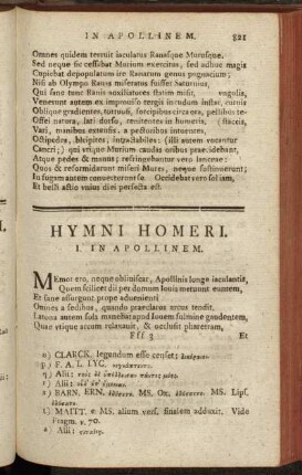 Hymni Homeri.