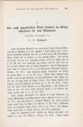 769-773 Ein noch ungedruckter Brief Luthers an König Christian III. von Dänemark