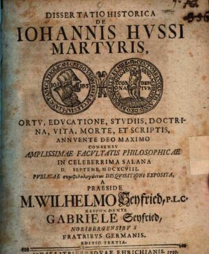 Diss. hist. de Joh. Hussi mart. ortu, educatione, studiis ...
