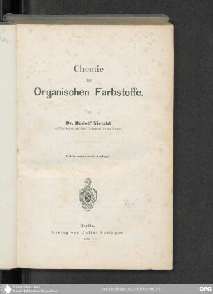 Chemie der Organischen Farbstoffe