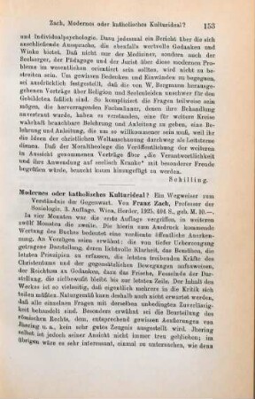 153-154 [Rezension] Zach, Franz, Modernes oder katholisches Kulturideal?