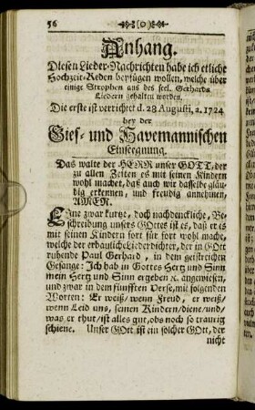 Die erste ist verrichtet d. 28 Augusti, a. 1724 bey der Gies- und Havemannischen Einseegnung.
