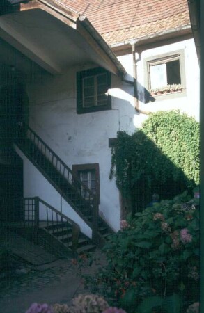 Kaysersberg (Haut-Rhin), Rue du Général de Gaulle 126. Geburtshaus von Albert Schweitzer (Albert-Schweitzer-Museum). Gartenseite
