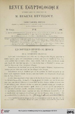 6: Les nouvelles rêveries de Brugsch : intitulées deux inscriptions bilingues