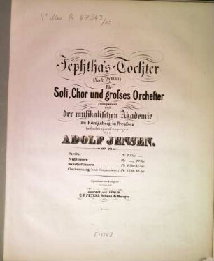 Jephta's Tochter : (nach Byron) ; für Soli, Chor u. großes Orchester ; op. 26