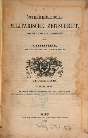 Österreichische militärische Zeitschrift. 1865, 4 = Jg. 6