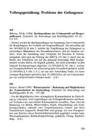 295-308, Vollzugsgestaltung. Probleme der Gefangenen