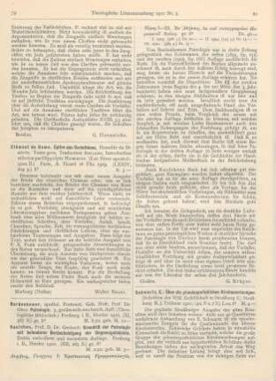79-80 [Rezension] Bardenhewer, Otto, Patrologie. 3., großenteils neu bearb. Aufl