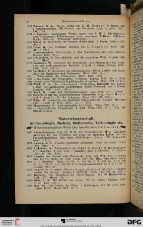 Naturwissenschaft, Anthropologie, Medizin, Mathematik, Technologie etc. (Nr. 1690-2137)
