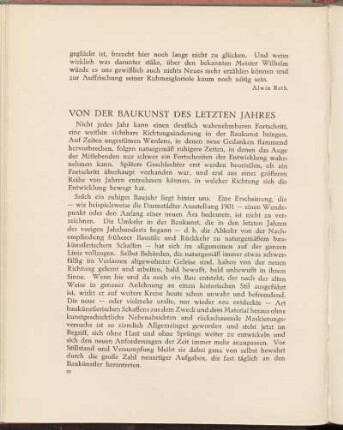 Von der Baukunst des letzten Jahres
