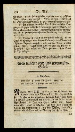 Zwey hundert drey und siebenzigstes Stück