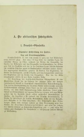 A. Die afrikanischen Schutzgebiete