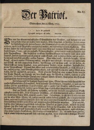 No. 65. Mittwochens, den 28. Mertz, 1725