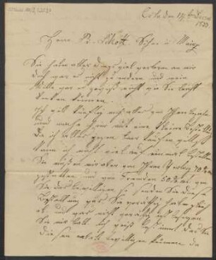 Brief an B. Schott's Söhne : 14.12.1833