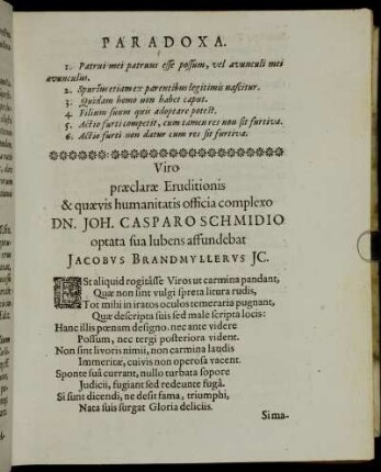 Viro præclaræ Eruditionis & quævis humanitatis officia complexo [...]