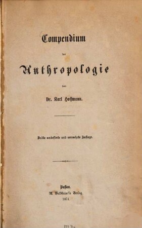 Compendium der Anthropologie