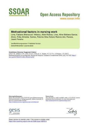 Motivational factors in nursing work
