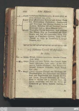 10) Historici Circuli Westphalici.