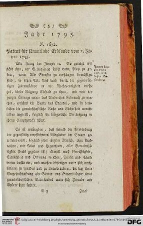 Verordnungen vom Jahre 1795: Jäner