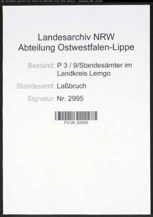 Sterberegister Standesamt Laßbruch