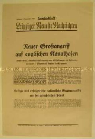 Sonderblatt der "Leipziger Neuesten Nachrichten" zum Luftangriff auf Plymouth