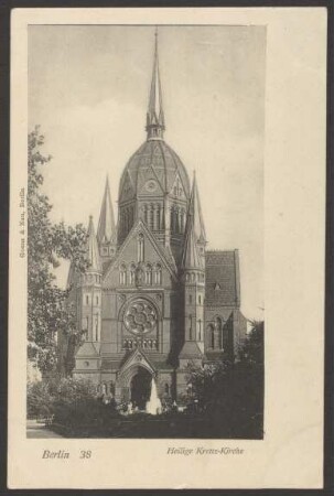 Ansichtskarte "Heilige Kreuz-Kirche" mit Grünanlage