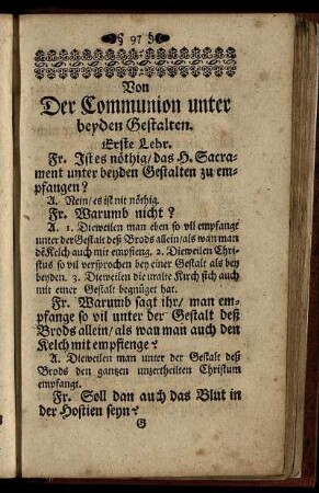 Von Der Communion unter beyden Gestalten.