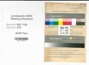 Entnazifizierung Paul Wolff , geb. 14.12.1892 (Polizist)