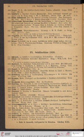 IX. Schillerfeier 1859 (Nr. 930 - 1175)
