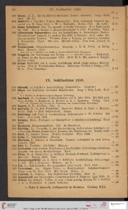 IX. Schillerfeier 1859 (Nr. 930 - 1175)