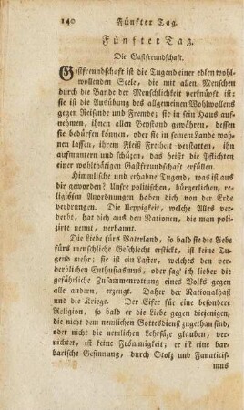 Fünfter Tag. Die Gastfreundschaft