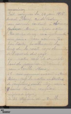 [Tagebuch, 23. Juni - 19. November 1916, frz. Originaltext]