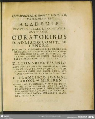 Illustrissimis. Nobilissimis. Amplissimis. Viris