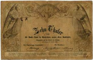 Geldschein, 10 Taler, 12.9.1856