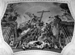 Deckenbild : Deckenbild. Deckenmalerei (1718; C. D. Asam). Weingarten Kreis Ravensburg, Sankt Martin von Tours und Sankt Oswald