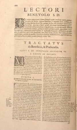 Tractatvs de Beneficiis, & Praebendis.