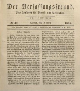 № 30. Cassel, den 14. April 1832.