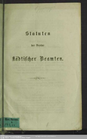 Statuten des Vereins städtischer Beamten