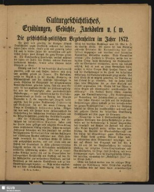 Culturgeschichtliches, Erzählungen, Gedichte, Anekdoten usw.