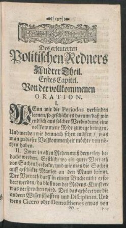 Erstes Capitel. Von der vollkommenen Oration.