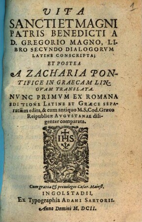Vita Sancti et Magni Patris Benedicti