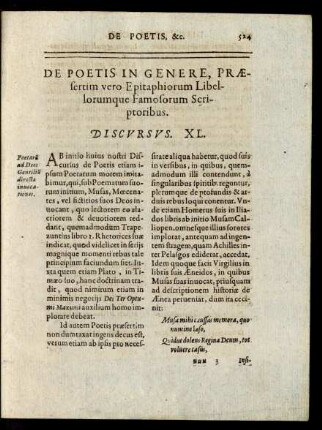 De Poetis In Genere, Praesertim vero Epitaphiorum Libellorumque Famosorum Scriptoribus. Discursus XL.