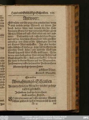 Ein ander Abmahnungs-Schreiben An einen ehrlichen Alten, der wieder zu heyrathen gedencket.