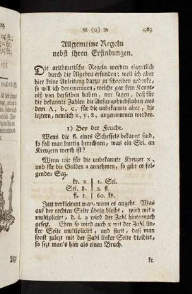 463-475, Allgemeine Regeln nebst ihren Erfindungen.